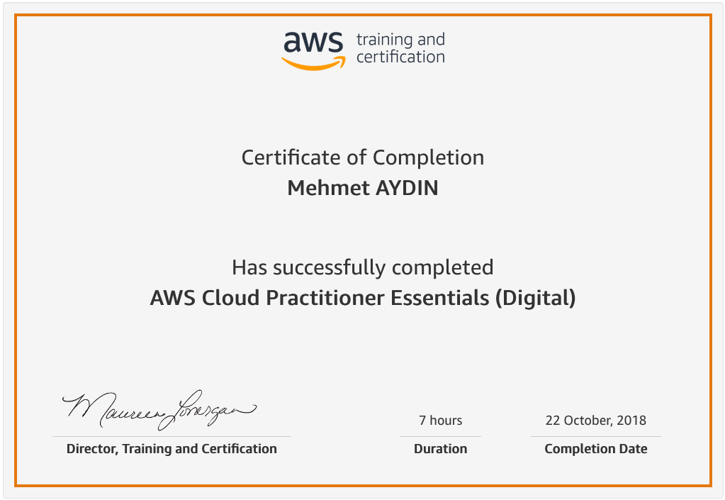 Ücretsiz amazon eğitimi katılım sertifikası AWS ücretsiz eğitim'i katılım belgesi