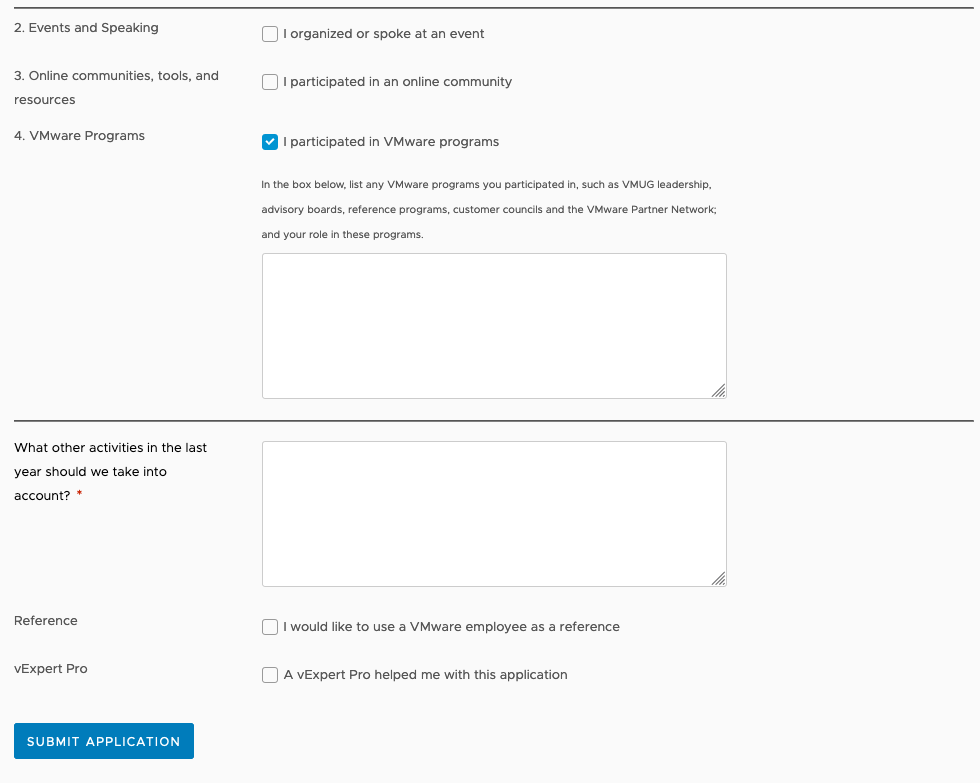 VMware vExpert Apply Part 2