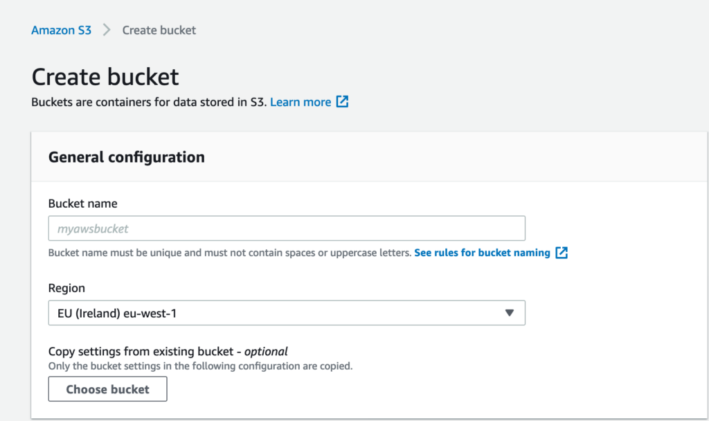 Bucket oluşturma